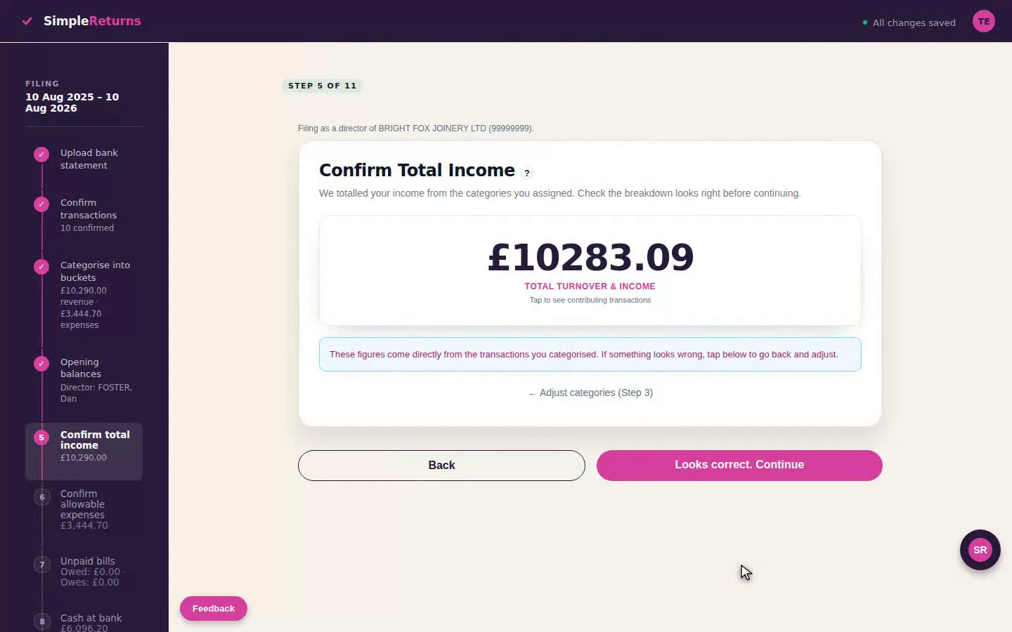 The SimpleReturns wizard, link your company, sort your transactions, and file your CT600